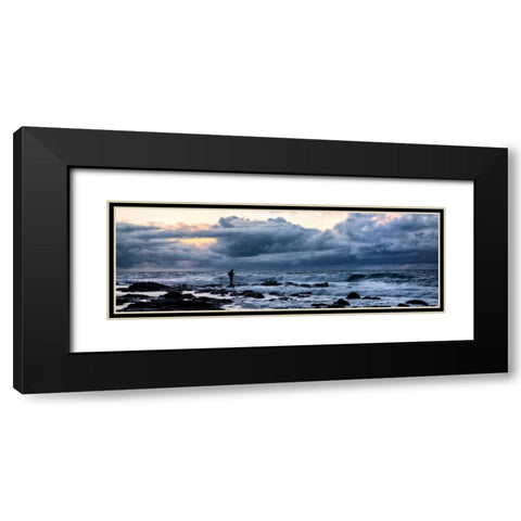 Surf Fishing Black Modern Wood Framed Art Print with Double Matting by Burt, Daniel