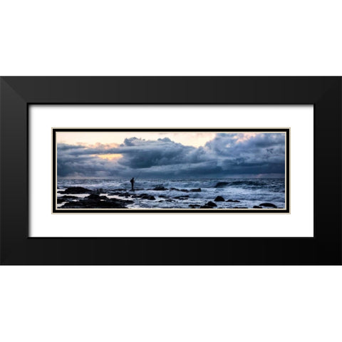Surf Fishing Black Modern Wood Framed Art Print with Double Matting by Burt, Daniel