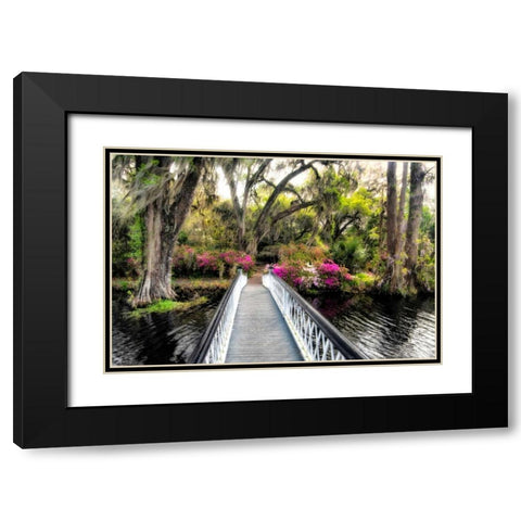 The Garden Bridge Black Modern Wood Framed Art Print with Double Matting by Burt, Daniel