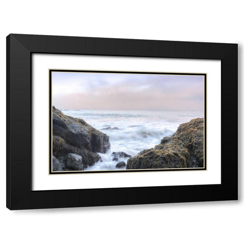 Crescent Beach Waves 3 Black Modern Wood Framed Art Print with Double Matting by Blaustein, Alan