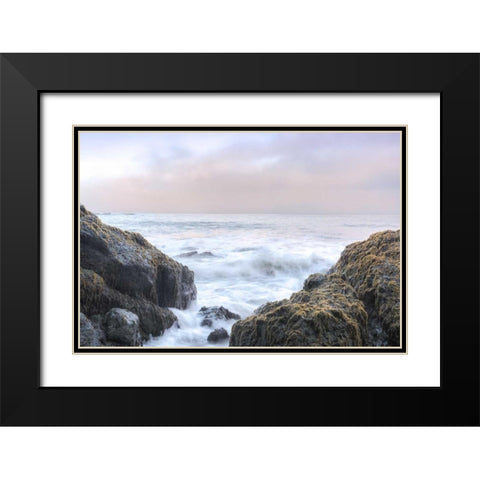 Crescent Beach Waves 3 Black Modern Wood Framed Art Print with Double Matting by Blaustein, Alan