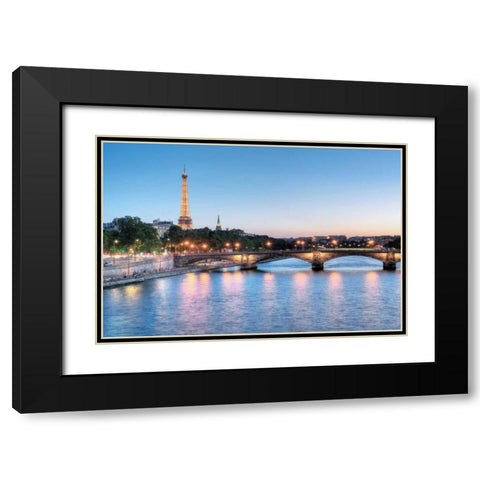 Twilight on the Seine Black Modern Wood Framed Art Print with Double Matting by Blaustein, Alan