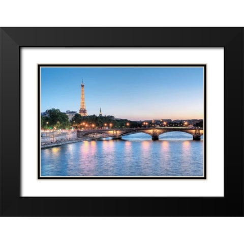 Twilight on the Seine Black Modern Wood Framed Art Print with Double Matting by Blaustein, Alan