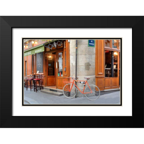 Orange Bicycle, Paris Black Modern Wood Framed Art Print with Double Matting by Blaustein, Alan