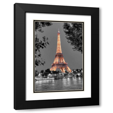Nuit sur la Seine Black Modern Wood Framed Art Print with Double Matting by Blaustein, Alan