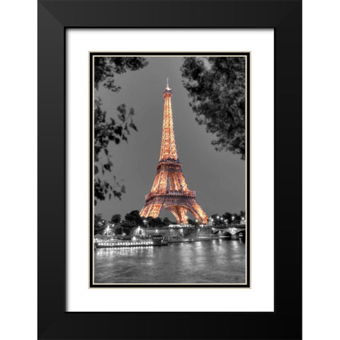 Nuit sur la Seine Black Modern Wood Framed Art Print with Double Matting by Blaustein, Alan