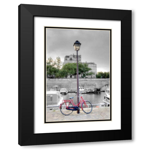 Bicycle St Martin Canal #1 Black Modern Wood Framed Art Print with Double Matting by Blaustein, Alan