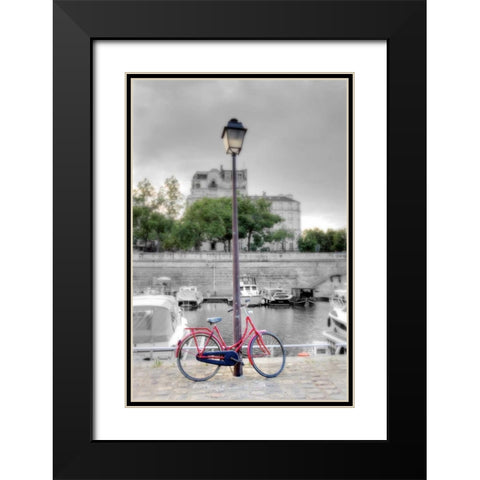 Bicycle St Martin Canal #1 Black Modern Wood Framed Art Print with Double Matting by Blaustein, Alan