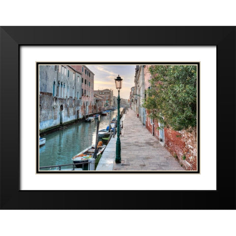 Venetian Passeggiata Black Modern Wood Framed Art Print with Double Matting by Blaustein, Alan