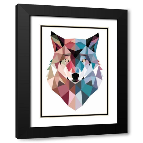 Geo Wolf Black Modern Wood Framed Art Print with Double Matting by Buxton, Michael