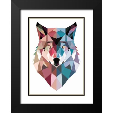Geo Wolf Black Modern Wood Framed Art Print with Double Matting by Buxton, Michael