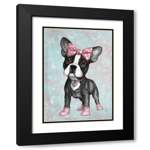 Sweet Frenchie Black Modern Wood Framed Art Print with Double Matting by Barruf