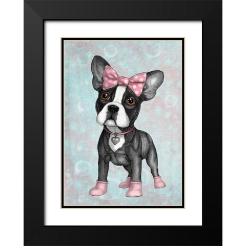 Sweet Frenchie Black Modern Wood Framed Art Print with Double Matting by Barruf
