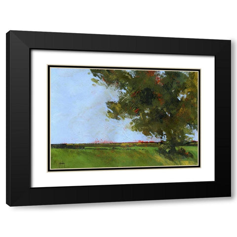 Autumn Oak and Empty Fields Black Modern Wood Framed Art Print with Double Matting by Bailey, Paul