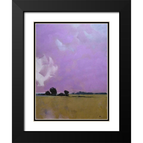 Over the Fields to the Distant Sea Black Modern Wood Framed Art Print with Double Matting by Bailey, Paul