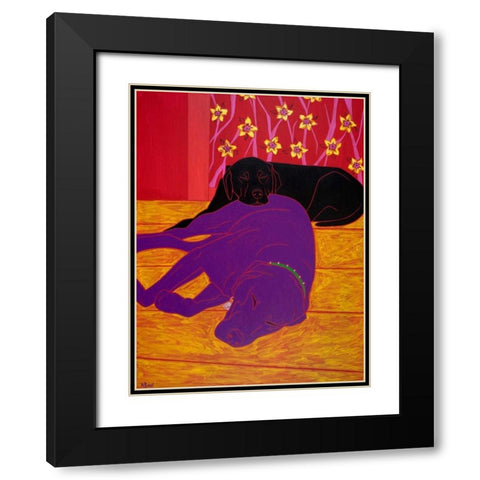 Let Sleeping Dogs Lie Black Modern Wood Framed Art Print with Double Matting by Bond, Angela