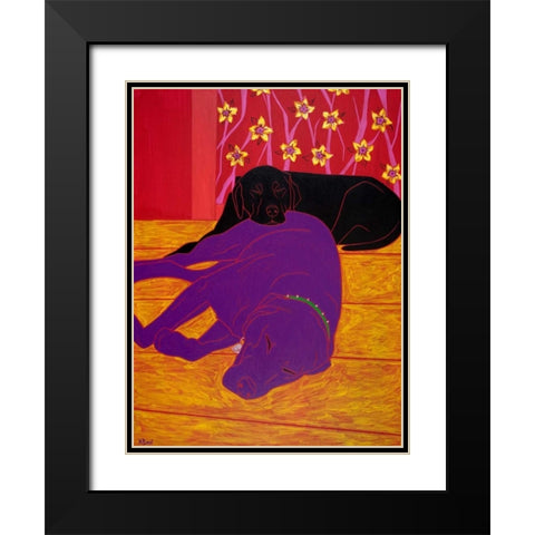 Let Sleeping Dogs Lie Black Modern Wood Framed Art Print with Double Matting by Bond, Angela