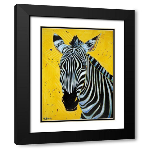 Zebra Black Modern Wood Framed Art Print with Double Matting by Bond, Angela
