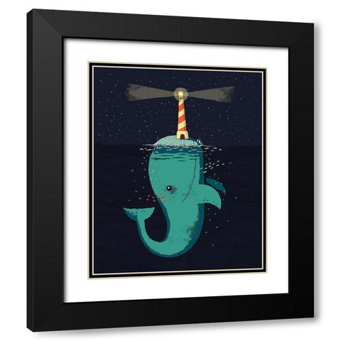 King of The Narwhals Black Modern Wood Framed Art Print with Double Matting by Buxton, Michael