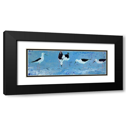 Long Legged Waders Black Modern Wood Framed Art Print with Double Matting by Bond, Angela