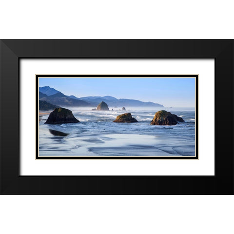 Cannon Beach Black Modern Wood Framed Art Print with Double Matting by Broom, Michael