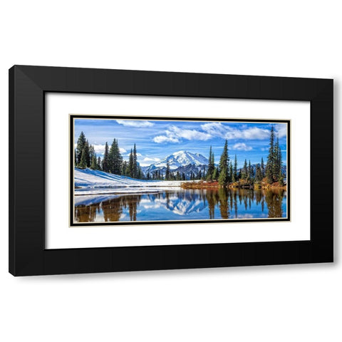 Mt. Rainier Vista Black Modern Wood Framed Art Print with Double Matting by Broom, Michael
