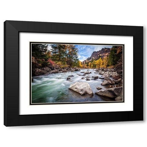 Teton River Rush Black Modern Wood Framed Art Print with Double Matting by Broom, Michael