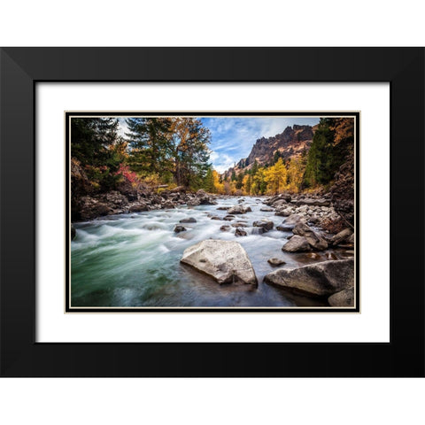 Teton River Rush Black Modern Wood Framed Art Print with Double Matting by Broom, Michael