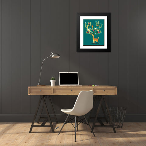 Antler City Black Modern Wood Framed Art Print with Double Matting by Buxton, Michael