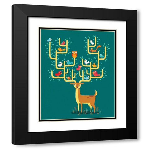 Antler City Black Modern Wood Framed Art Print with Double Matting by Buxton, Michael