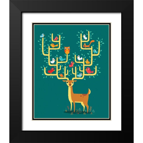 Antler City Black Modern Wood Framed Art Print with Double Matting by Buxton, Michael