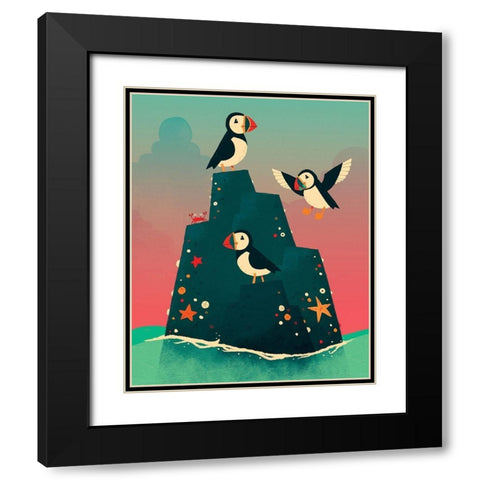 Puffin Rock Black Modern Wood Framed Art Print with Double Matting by Buxton, Michael