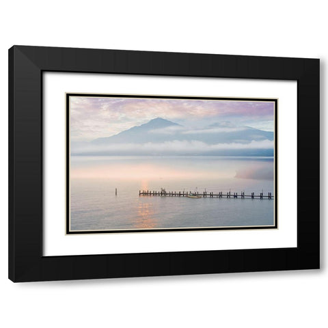 Harbor Sunrise #1 Black Modern Wood Framed Art Print with Double Matting by Blaustein, Alan