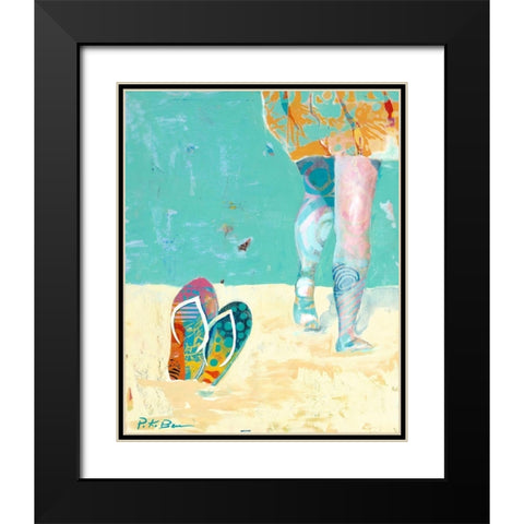 Flip Flops on the Beach Black Modern Wood Framed Art Print with Double Matting by Beer, Pamela K.