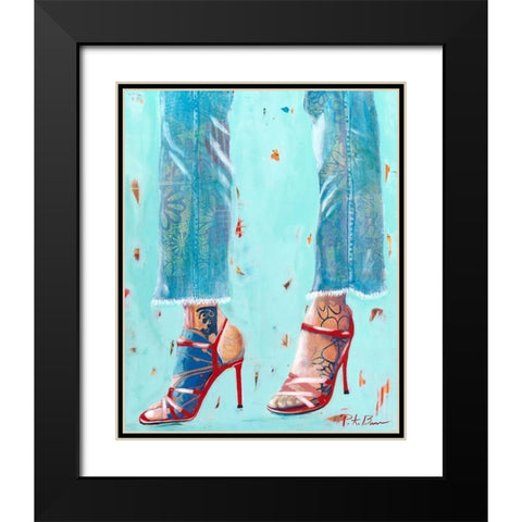 Red Heels Black Modern Wood Framed Art Print with Double Matting by Beer, Pamela K.