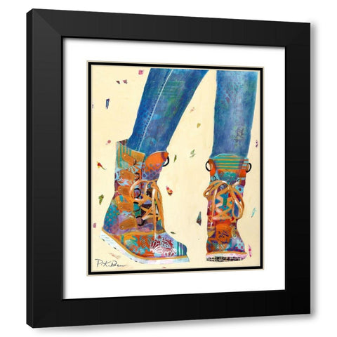 Hiking Boots Black Modern Wood Framed Art Print with Double Matting by Beer, Pamela K.