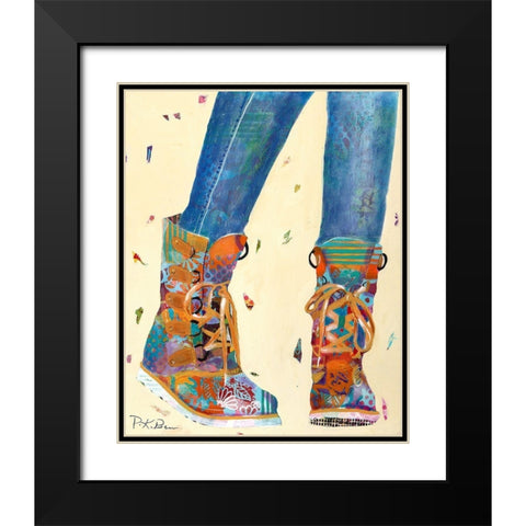 Hiking Boots Black Modern Wood Framed Art Print with Double Matting by Beer, Pamela K.