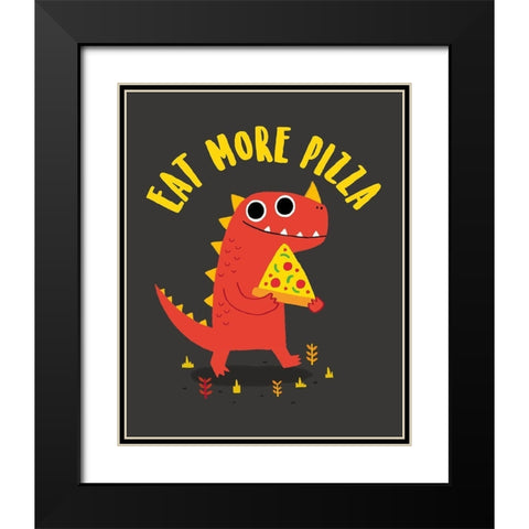 Eat More Pizza Black Modern Wood Framed Art Print with Double Matting by Buxton, Michael