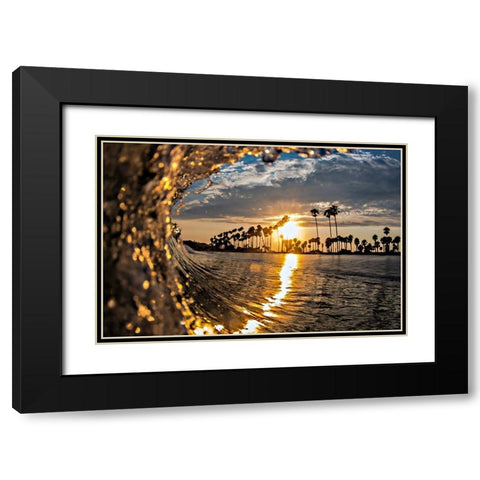 Wave 3 Black Modern Wood Framed Art Print with Double Matting by Baran, John