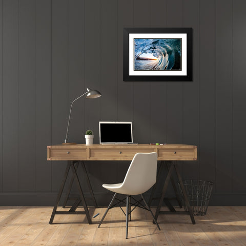 Wave 11 Black Modern Wood Framed Art Print with Double Matting by Baran, John