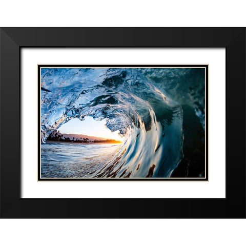 Wave 11 Black Modern Wood Framed Art Print with Double Matting by Baran, John