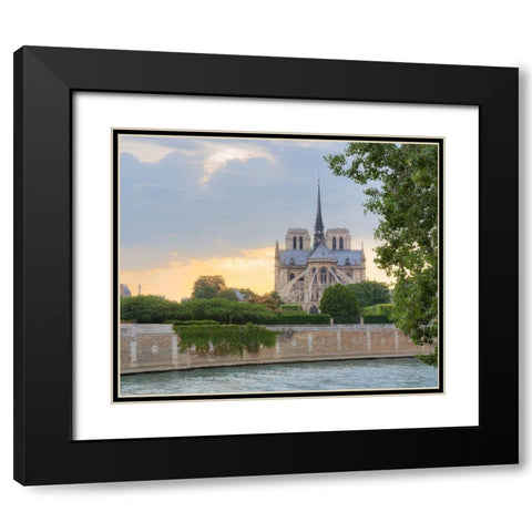 Notre Dame - View from the Seine Black Modern Wood Framed Art Print with Double Matting by Blaustein, Alan