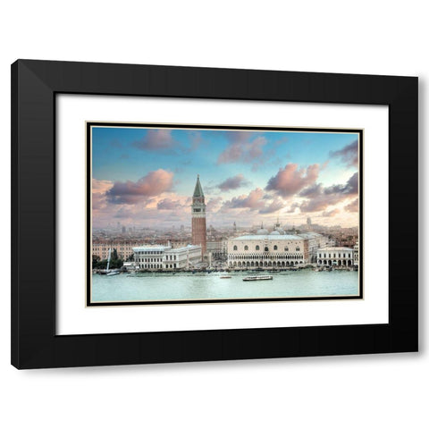 Piazza San Marco Panoramic Vista #1 Black Modern Wood Framed Art Print with Double Matting by Blaustein, Alan