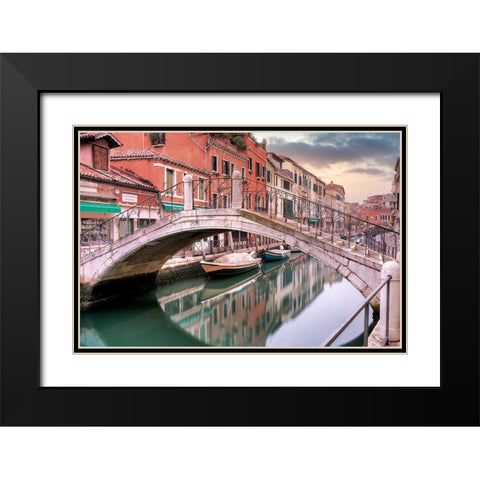 Venetian Canale #17 Black Modern Wood Framed Art Print with Double Matting by Blaustein, Alan