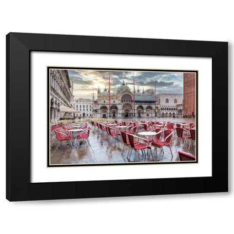 Piazza San Marco At Sunrise #14 Black Modern Wood Framed Art Print with Double Matting by Blaustein, Alan