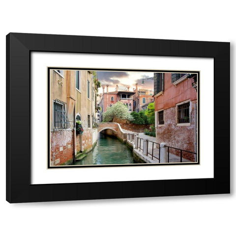 Venetian Canale #9 Black Modern Wood Framed Art Print with Double Matting by Blaustein, Alan