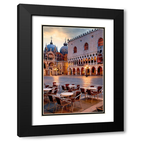 Piazza San Marco At Sunrise #2 Black Modern Wood Framed Art Print with Double Matting by Blaustein, Alan