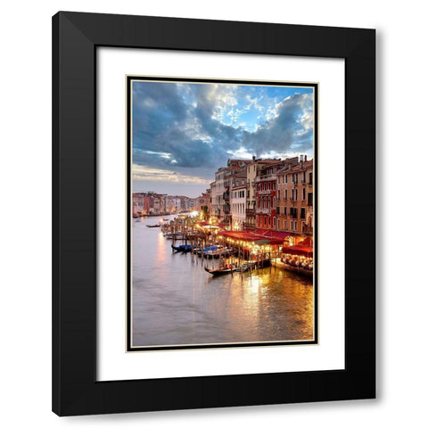 Grande Canal Vista At Dusk #1 Black Modern Wood Framed Art Print with Double Matting by Blaustein, Alan