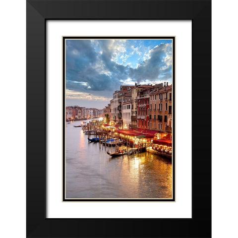 Grande Canal Vista At Dusk #1 Black Modern Wood Framed Art Print with Double Matting by Blaustein, Alan