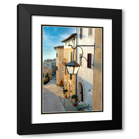 Montalcino Street Lamp #1 Black Modern Wood Framed Art Print with Double Matting by Blaustein, Alan